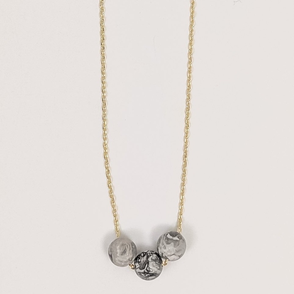NEW Gray & Gold Bead Necklace, Madelyn